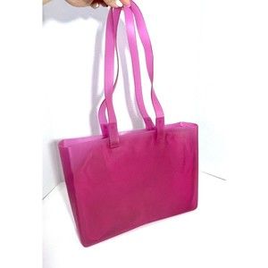 Pink Jelly Retro Semi-Transparent Tote Bag Lined with Silky Bag